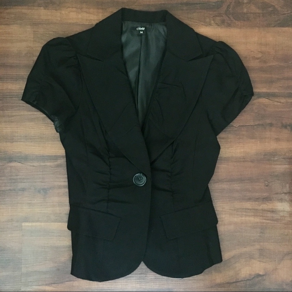 Sele Black Short Sleeve Blazer Jacket Formal